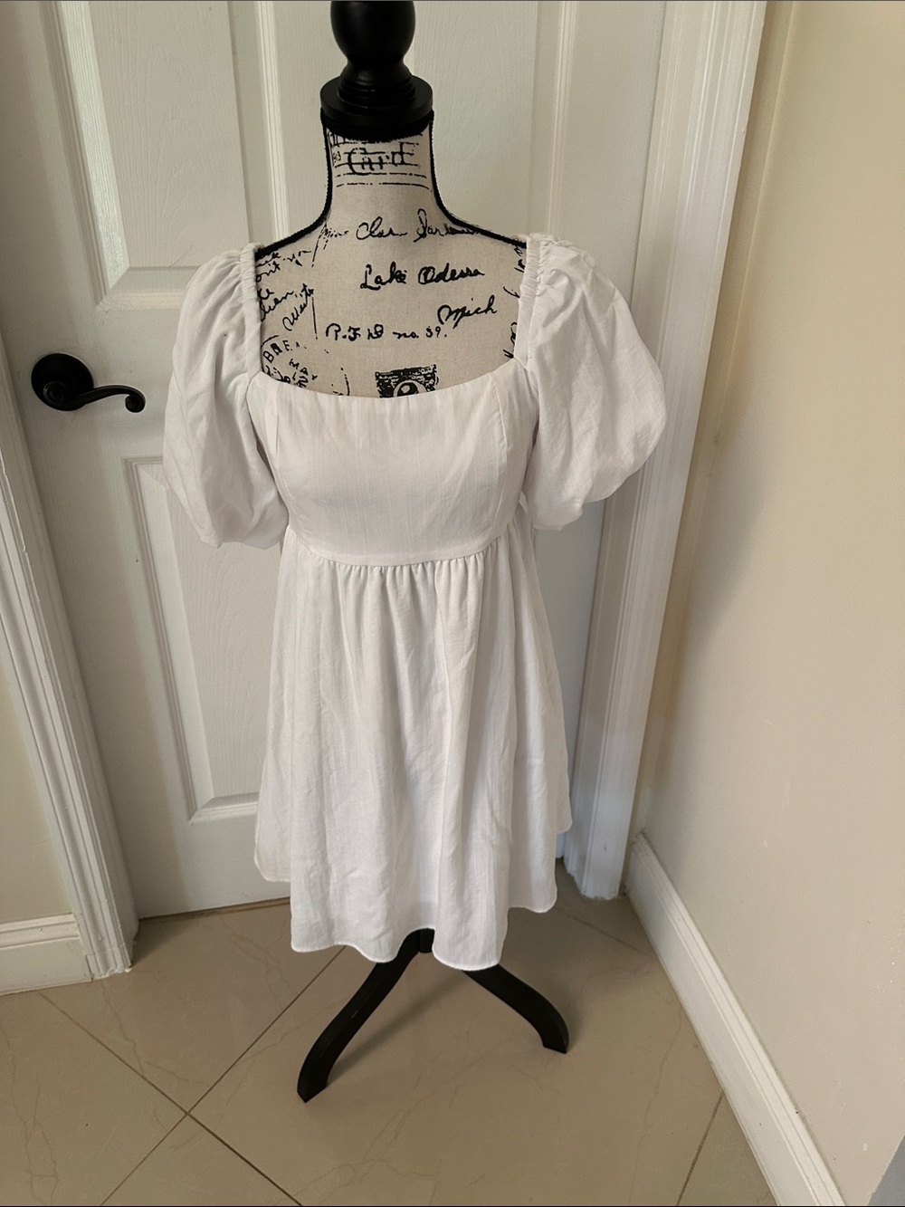 Fashion Nova White Puff Sleeve Babydoll Dress